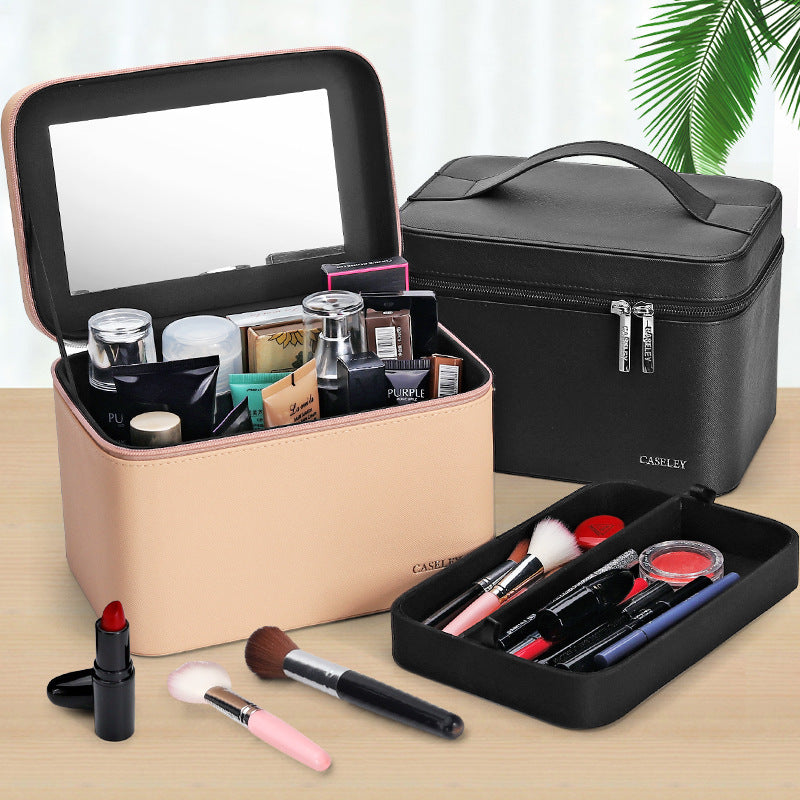 Large-capacity Simple Portable Double-layer Portable Cosmetic Bag