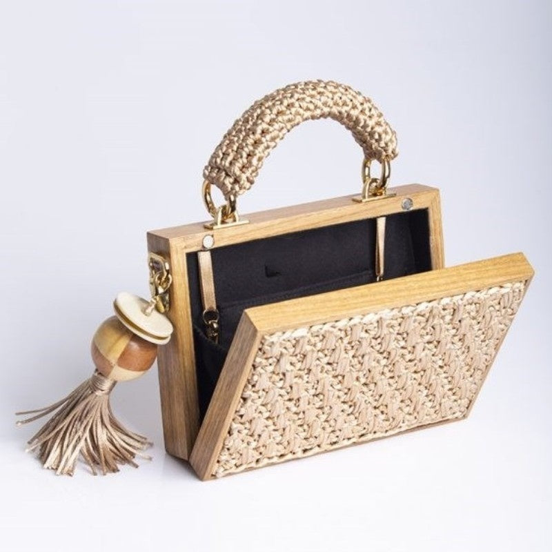 Bamboo Woven Bag Fringed Straw Woven Bag Crossbody One Shoulder Beach Bag