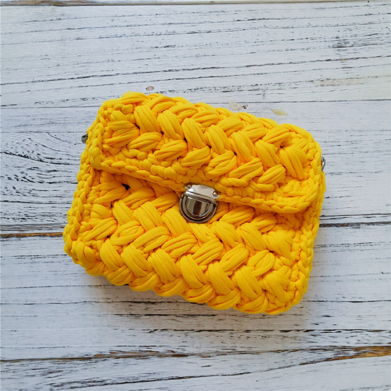 Sac à bandoulière fait main en tissu crocheté, petit sac à tricoter parfumé