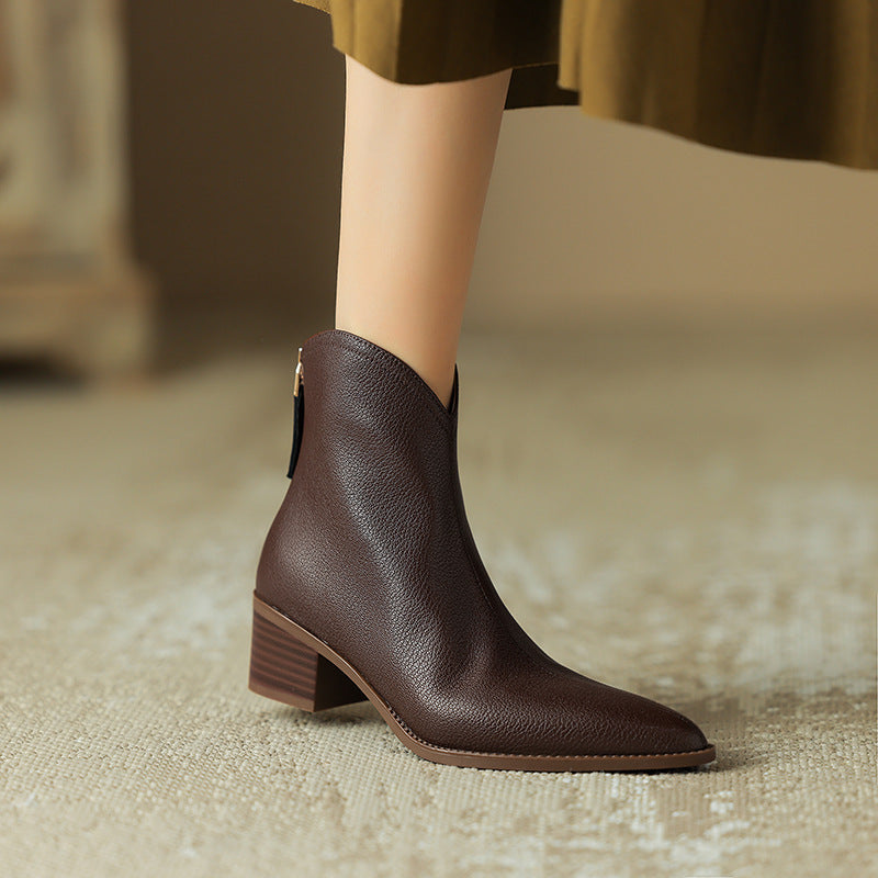 Simple Solid Color And Nude Ankle Boots For Women