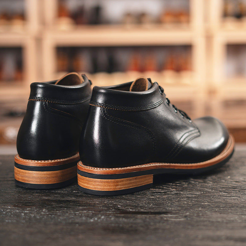 Bottines courtes basses en cuir pour hommes, baskets de loisirs à tête ronde