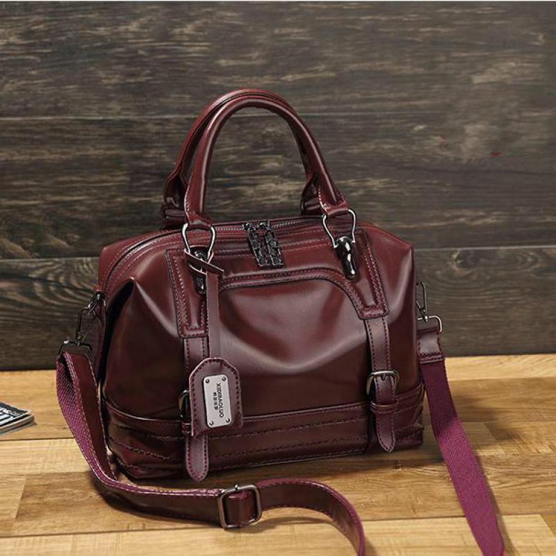 Fashion Casual Women Oil Wax Retro Portable Messenger Bag