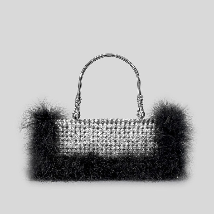 New Mink Fur With Diamonds Dinner Bag