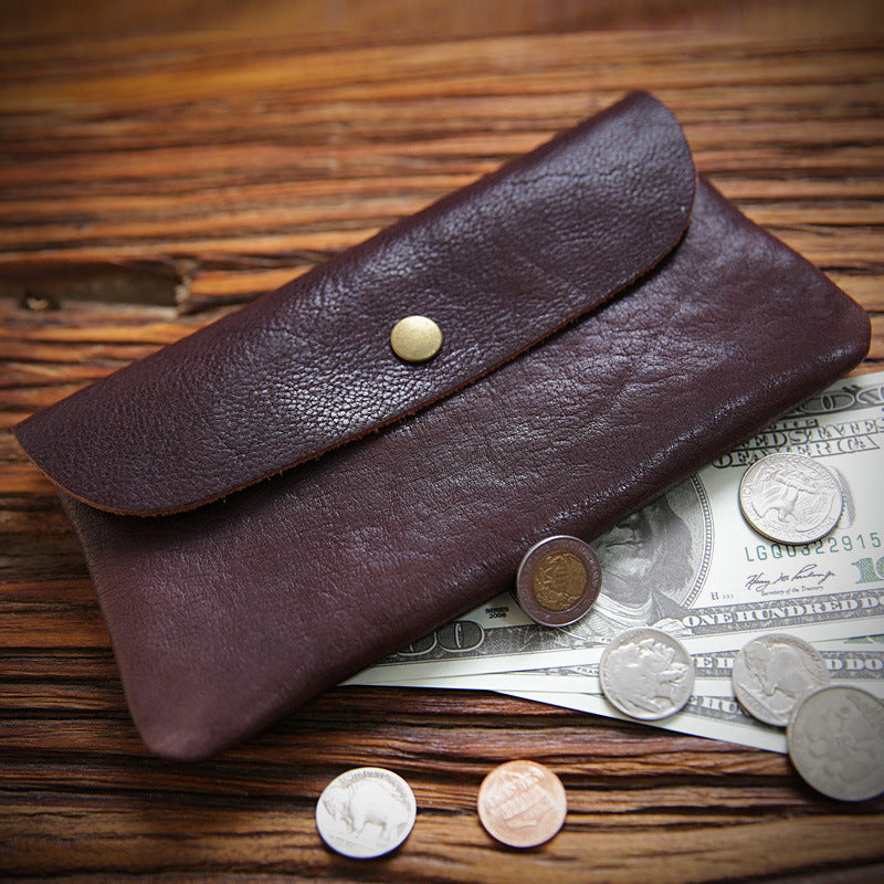 Retro Handmade Long Wallet Men's Ultra-thin First Layer Cowhide Wallet