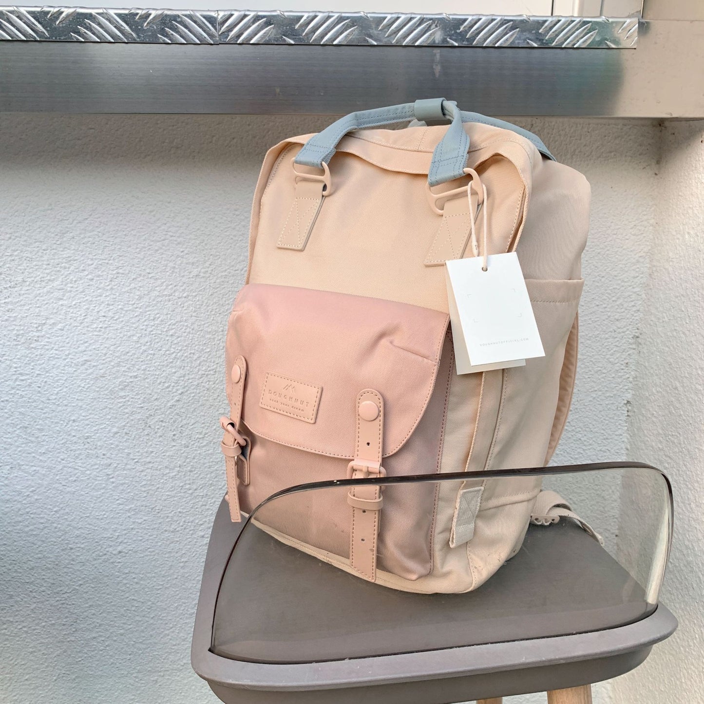 Student Waterproof Nylon Backpack, Classic Natural Macarons