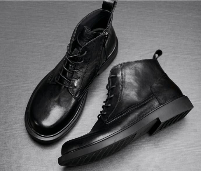 Bottes Martin en cuir véritable pour hommes