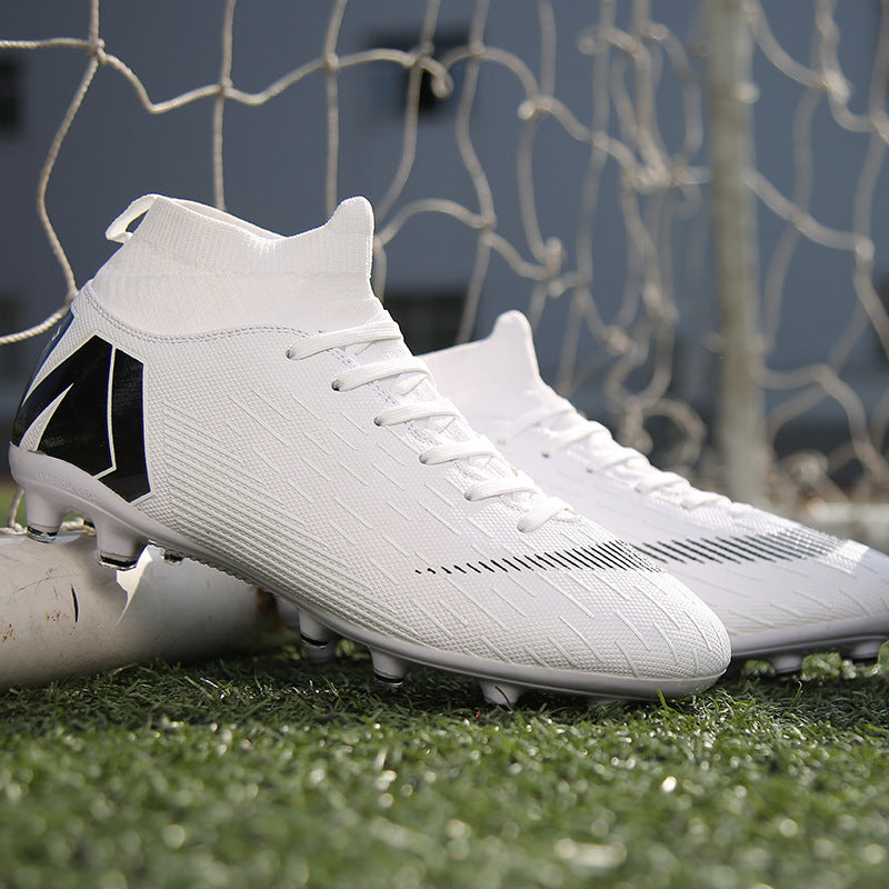 Chaussures de football montantes blanches pour hommes et femmes