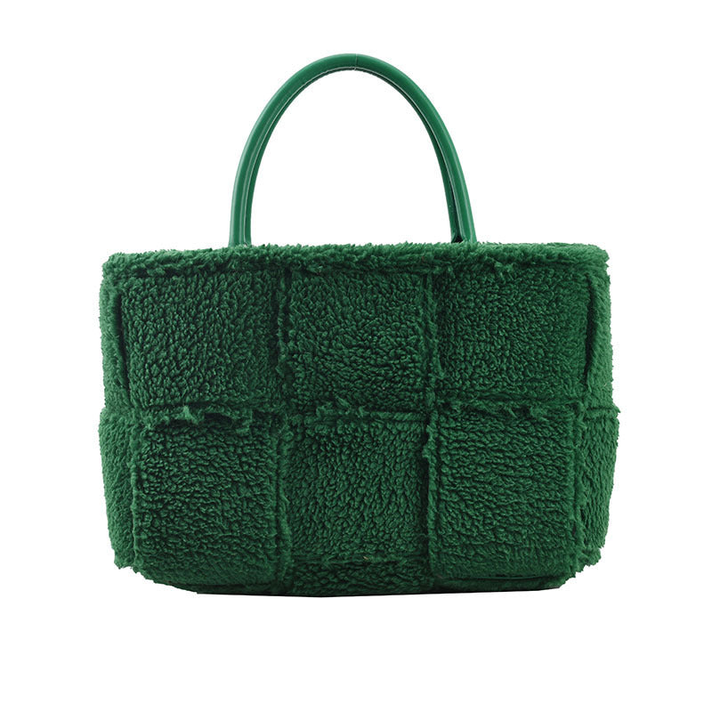 Sac à carreaux en peluche tendance personnalité style occidental simple femme