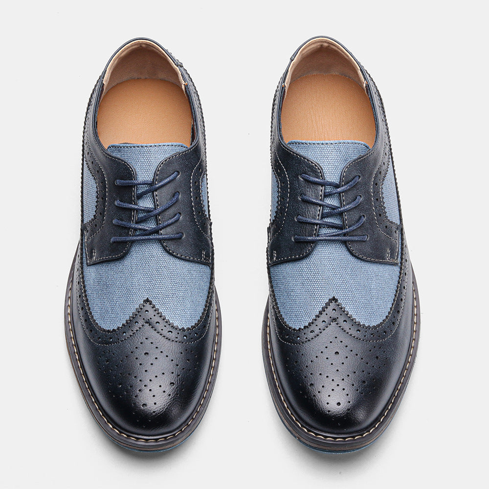 Chaussures en cuir décontractées et confortables pour hommes, brogues de couleur assortie