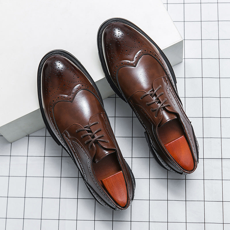 Chaussures en cuir pour hommes, style brogue, pour le printemps et l'automne