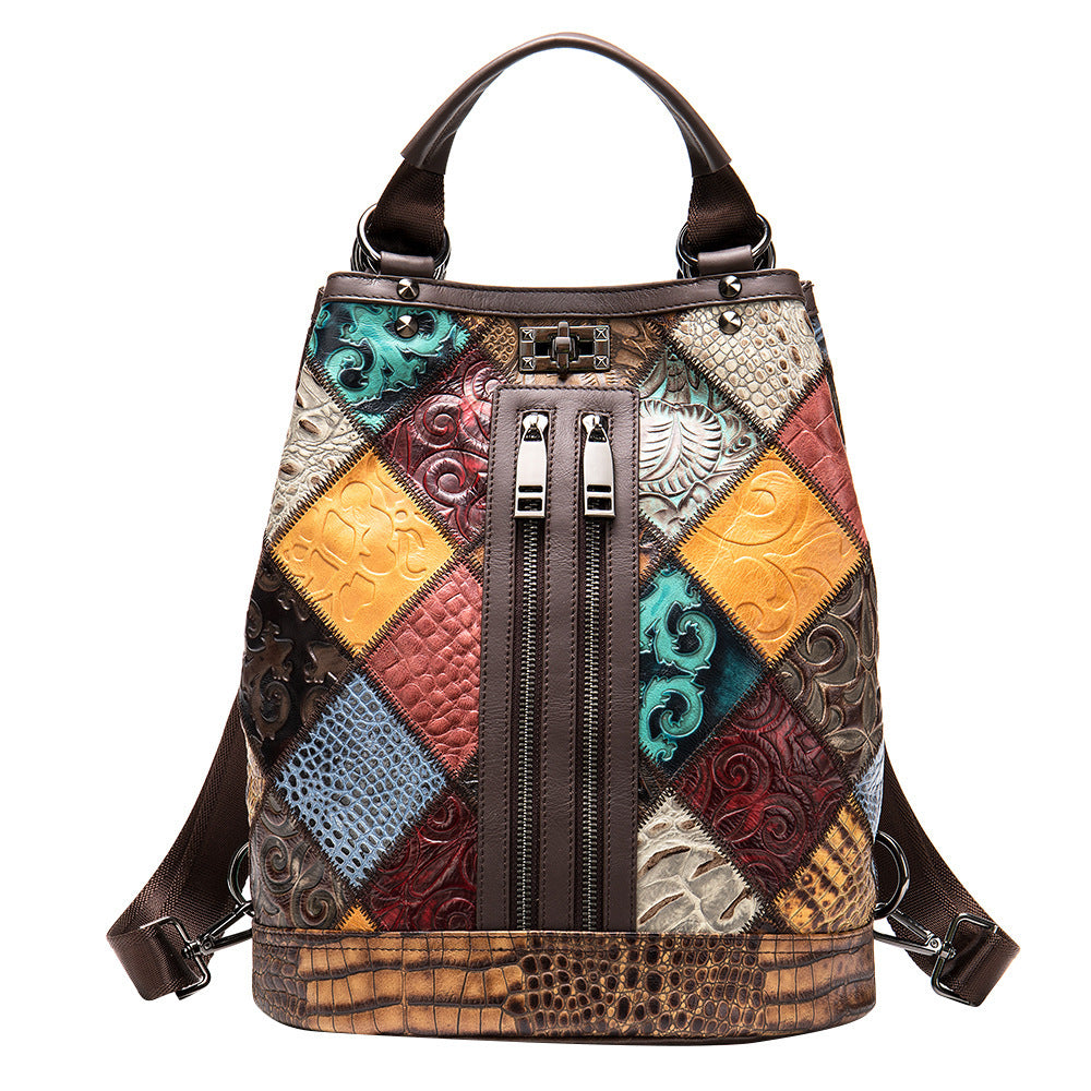 Ethnic National Style Ladies Leather Backpack