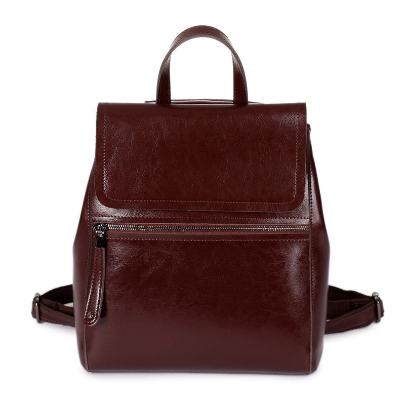 Pure Oil Waxed Leather Ladies Vintage Backpack