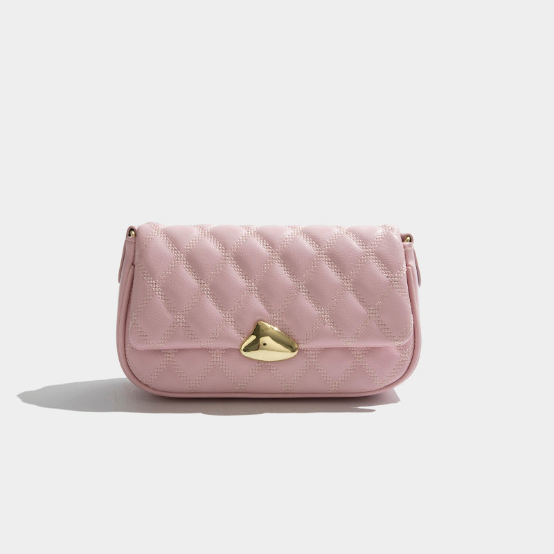 Sac à main tendance en cuir couleur bonbon avec chaîne en losange pour femme