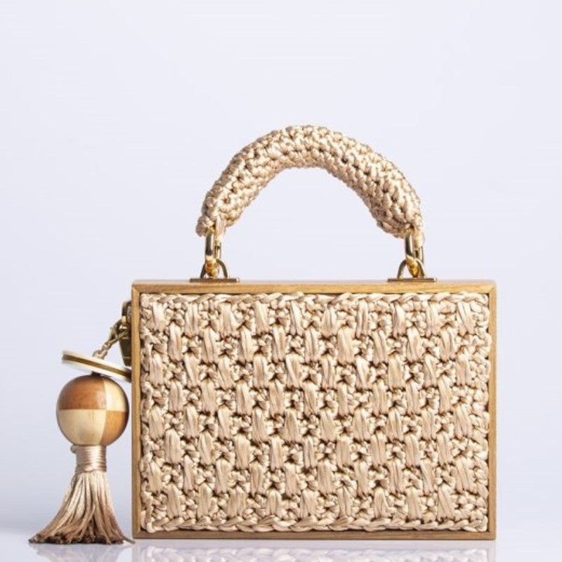 Bamboo Woven Bag Fringed Straw Woven Bag Crossbody One Shoulder Beach Bag