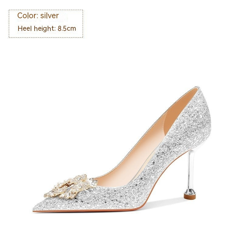 Zapatos de tacón alto de cristal para mujer para boda