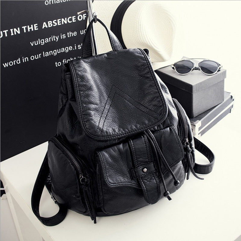 Soft Leather Ladies Backpack All-match Mother Bag Tide