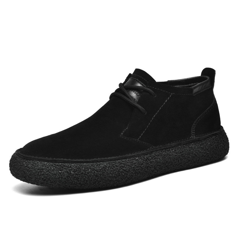 Zapatos de tabla de caña media de cuero gamuza mercerizada y cuero mate para hombre