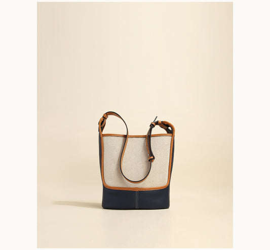 Contrasting Canvas Bucket Bag