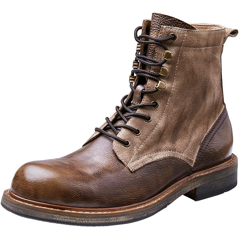 Botas Martin de caña media con forro polar de cuero genuino para hombre, botas de desierto de motociclista Foreman de caña alta y modernas