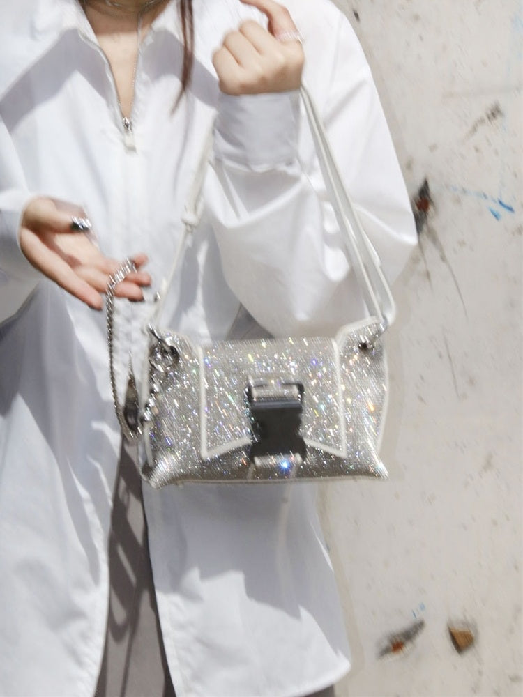 Sac à main violet en diamant avec strass gypsophiles pour femme