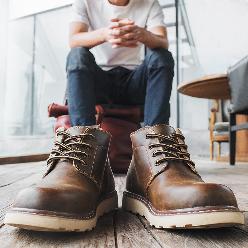 Bottes de travail rétro pour hommes, style désert, mi-hautes