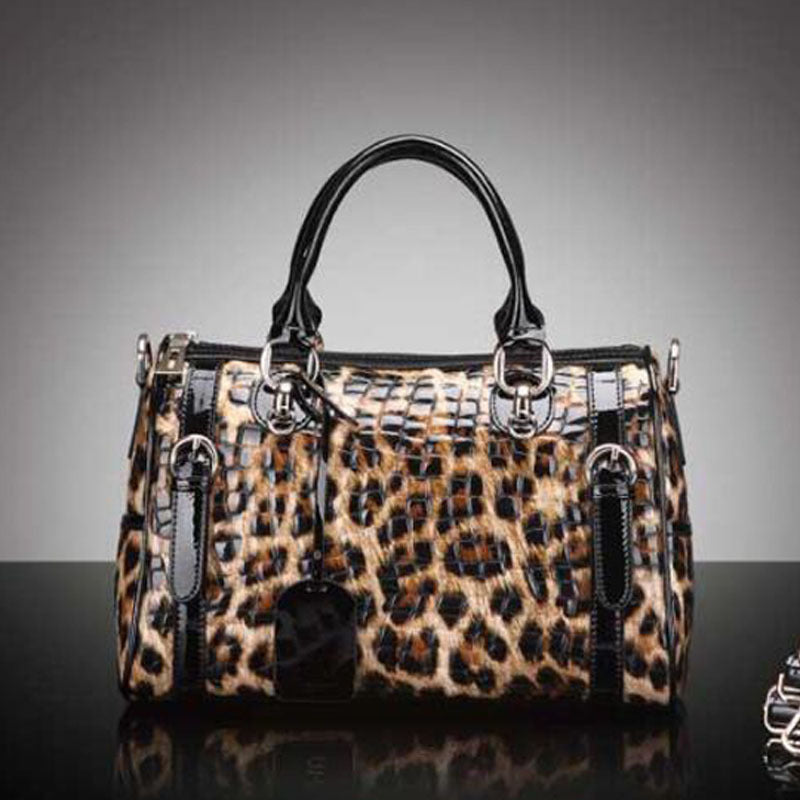 Leopard Print Handbag Fashion All-match Leather Large-capacity One-shoulder