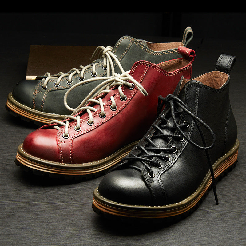 Bottes Martin à gros orteils en cuir vintage pour hommes