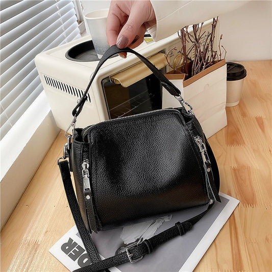 Bucket Trendy Simple Top Layer Cowhide Messenger Bag