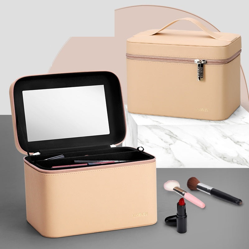 Large-capacity Simple Portable Double-layer Portable Cosmetic Bag