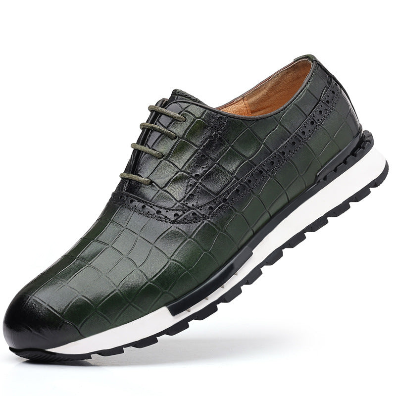 Zapatos casuales de piel de becerro con cordones estilo británico para hombre