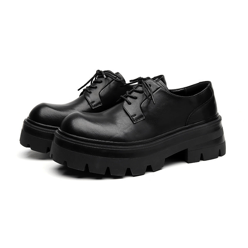 Zapatos de cuero para hombre, ropa formal de negocios, cabeza grande, estilo británico de alta calidad, suela gruesa aumentada