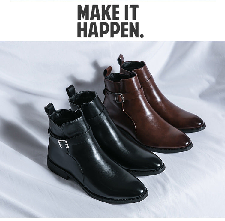 Plus Size Chelsea Boots Men's Fashion High-top Leather Shoes