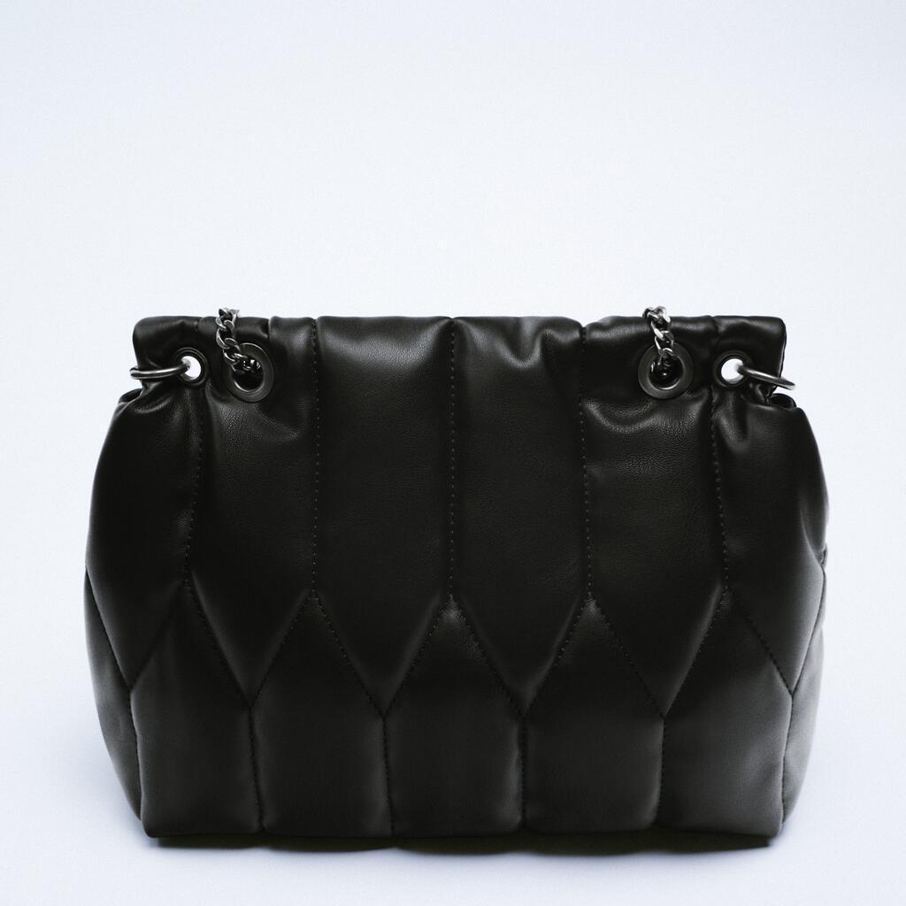 Sac messager à bandoulière simple en zigzag avec chaîne noire