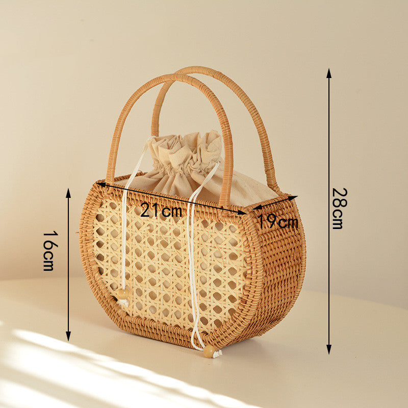 Storage Picnic Outing Basket Hand-woven Rattan Handbag