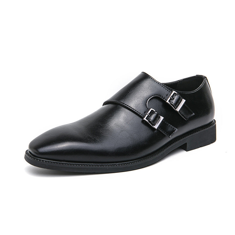 Zapatos formales de negocios de cuero para hombre, zapatos casuales de tres piezas con hebilla Mengke para oficina y boda