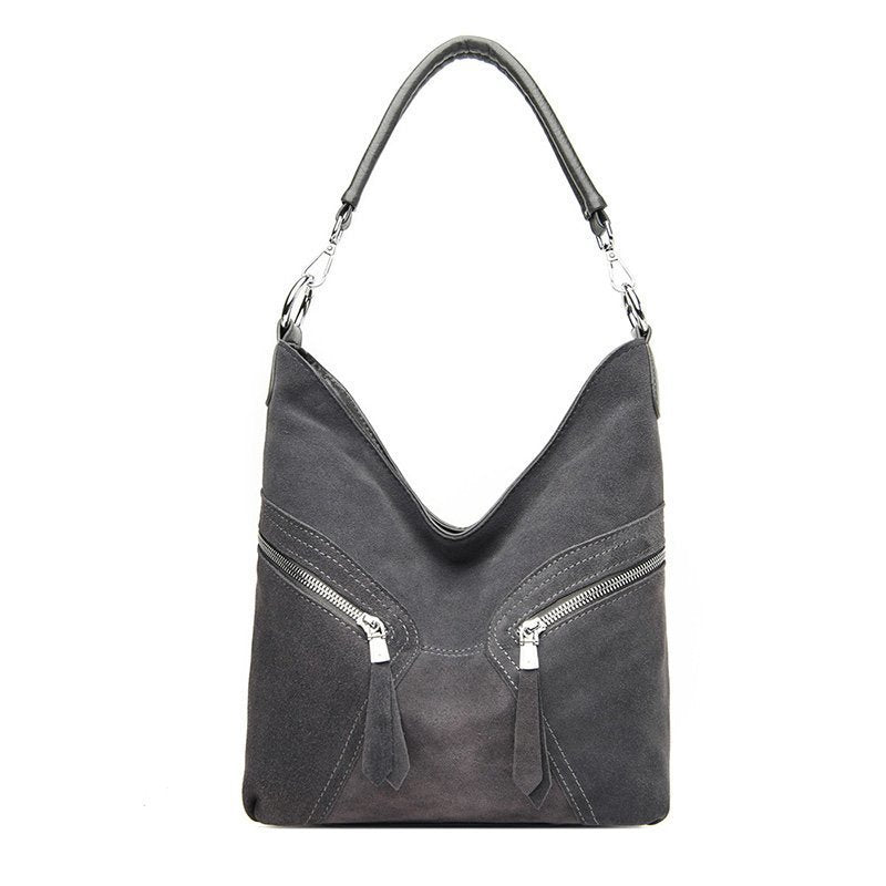 Frosted Cowhide Bucket Bag With New Personality And Versatile