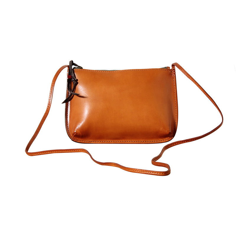 Handmade Vintage Cowhide Leather Mini Women's Shoulder Bag