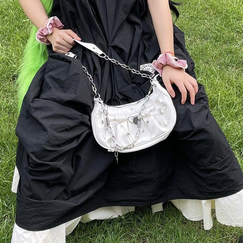 Retro Gothic Patent Leather Dumplings Folded All-match Crossbody Bag