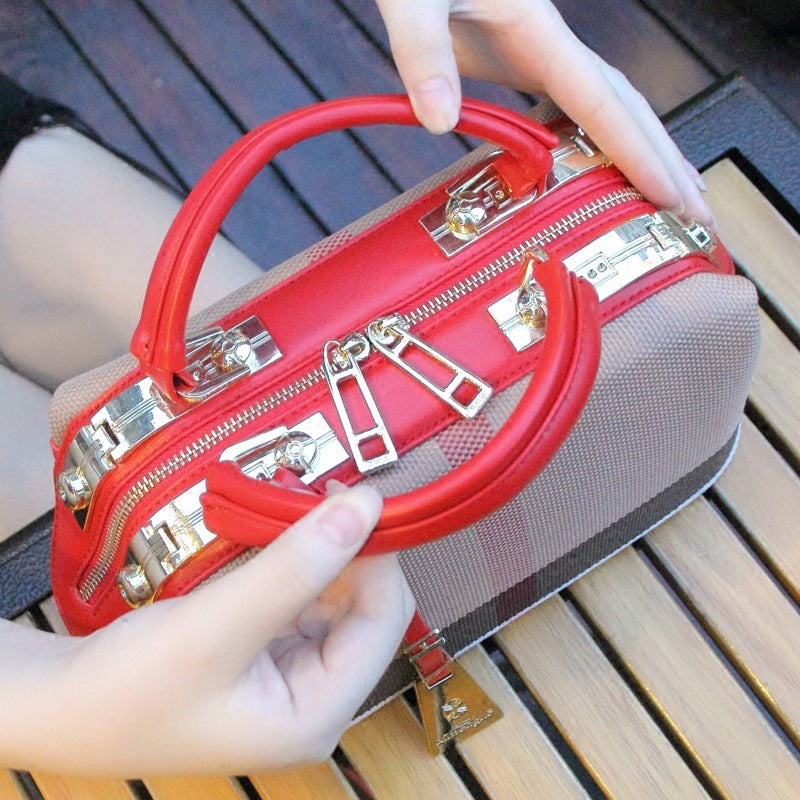 Fashion Shoulder Bag Handbag Check Stripe Bag