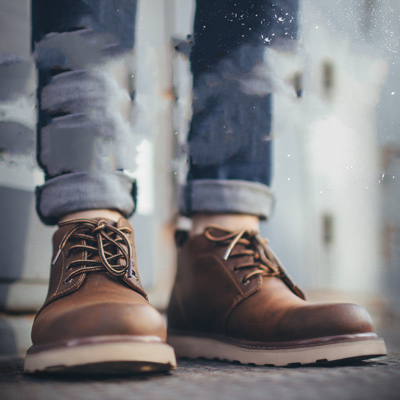 Bottes de travail rétro pour hommes, style désert, mi-hautes