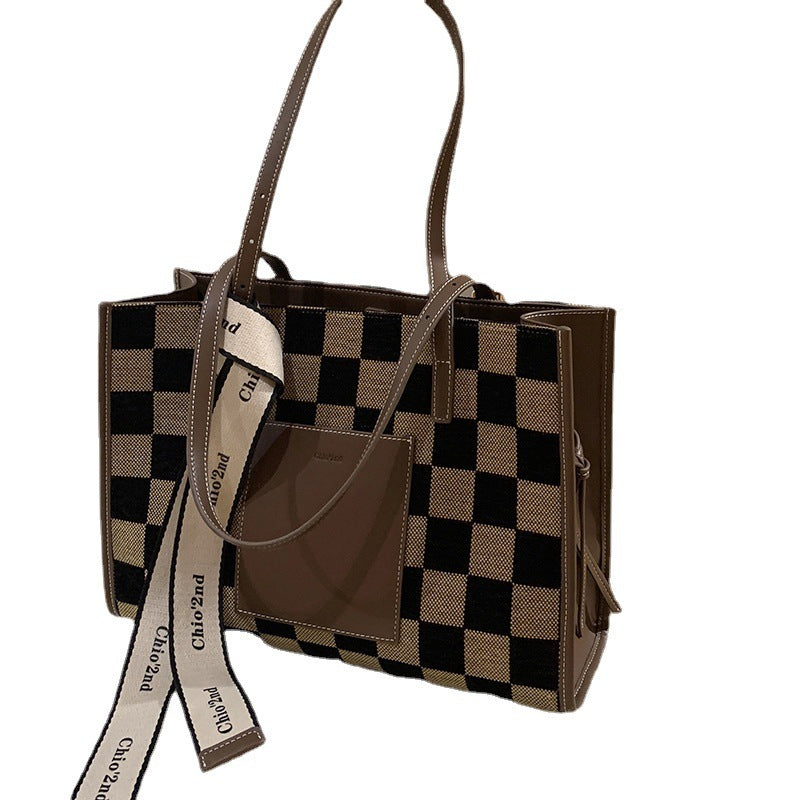 Ladies Fashion Retro Checkered Shoulder Bag