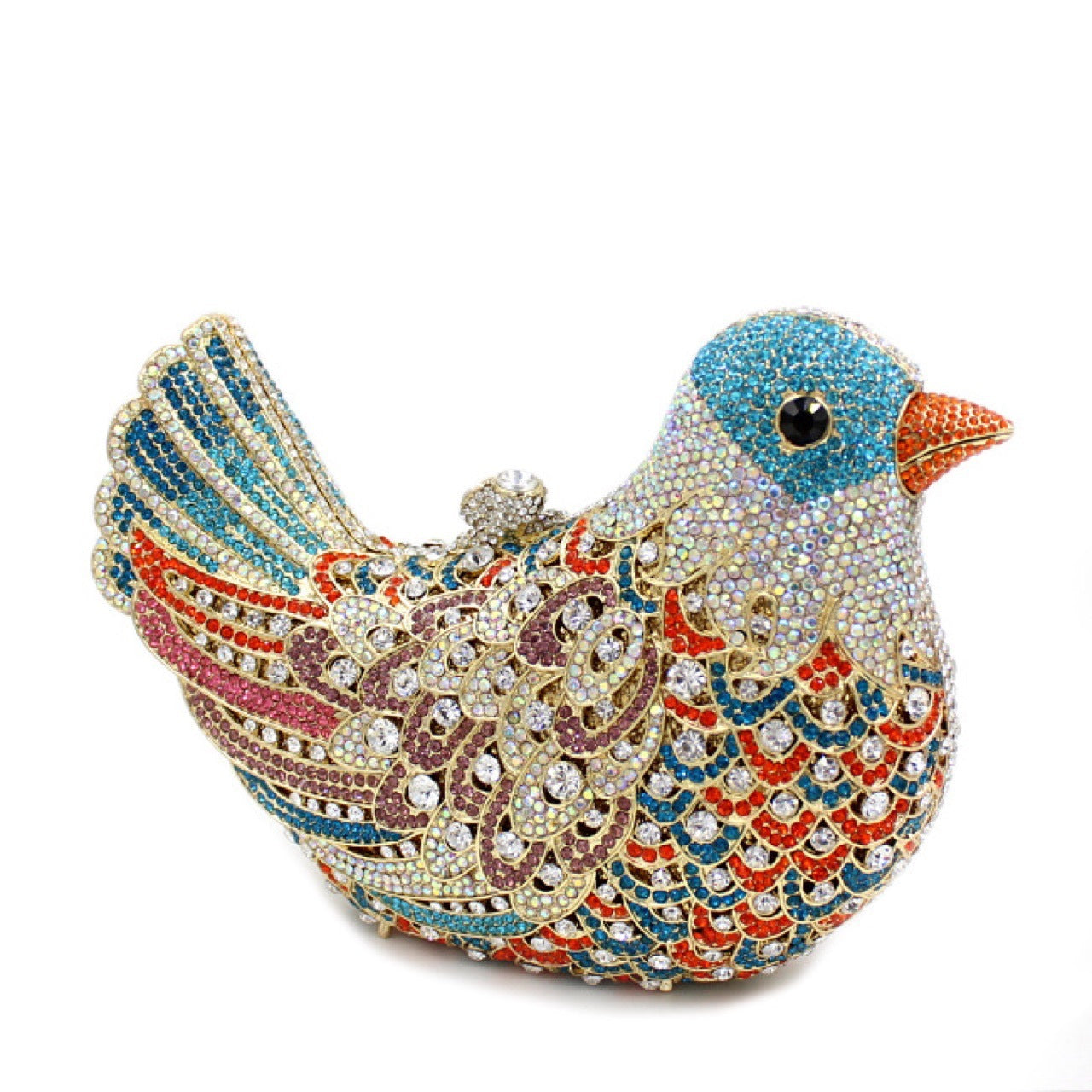 Sac à dîner avec strass et bijoux en forme d'oiseau et de colombe de la paix