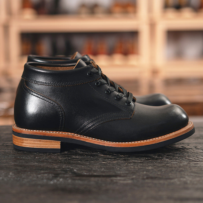 Bottines courtes basses en cuir pour hommes, baskets de loisirs à tête ronde