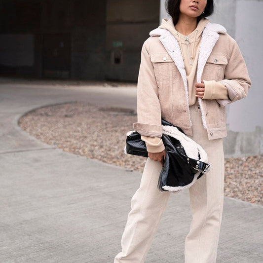 Nueva bolsa de mano con costura de pelo de cordero para otoño e invierno