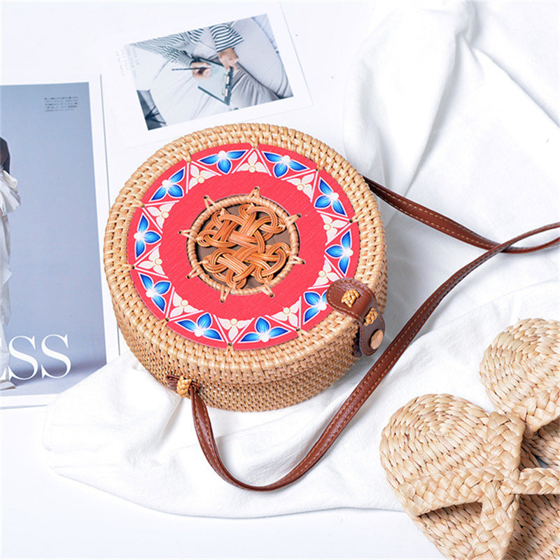 Rattan Handwoven Shoulder Small Round Bag