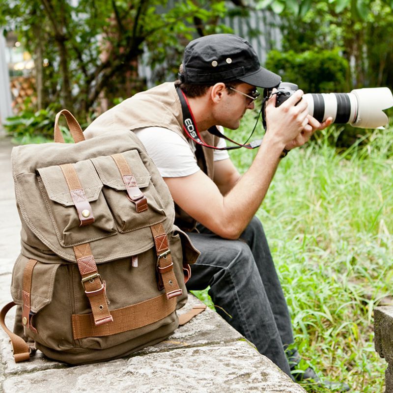 Bolso de lona para cámara SLR de algodón de siete colores, de gran capacidad