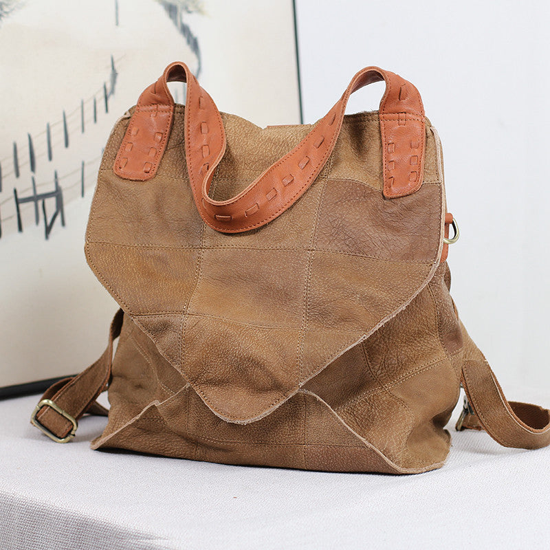 Sac à bandoulière en cuir de vachette pur pour femme, style rétro et décontracté