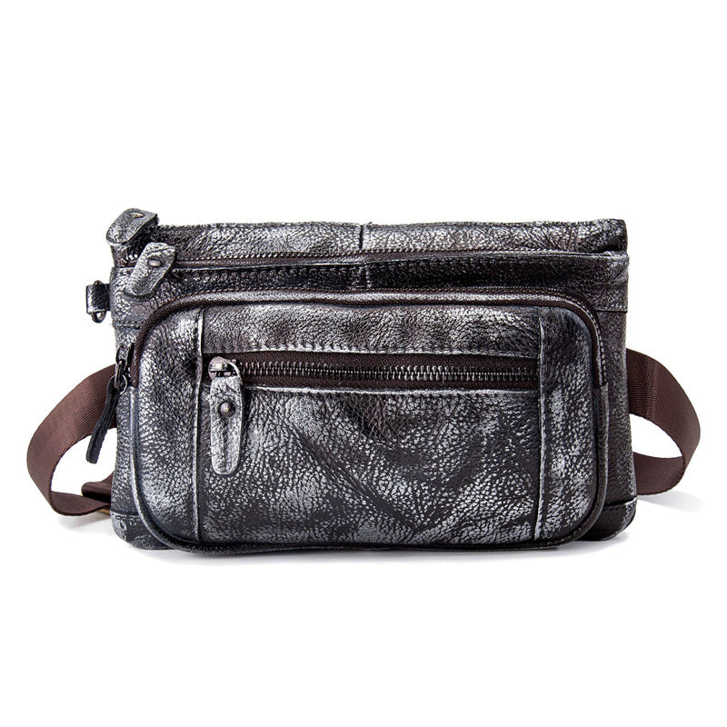 Retro-style First Layer Cowhide Chest Bag Inclined Back