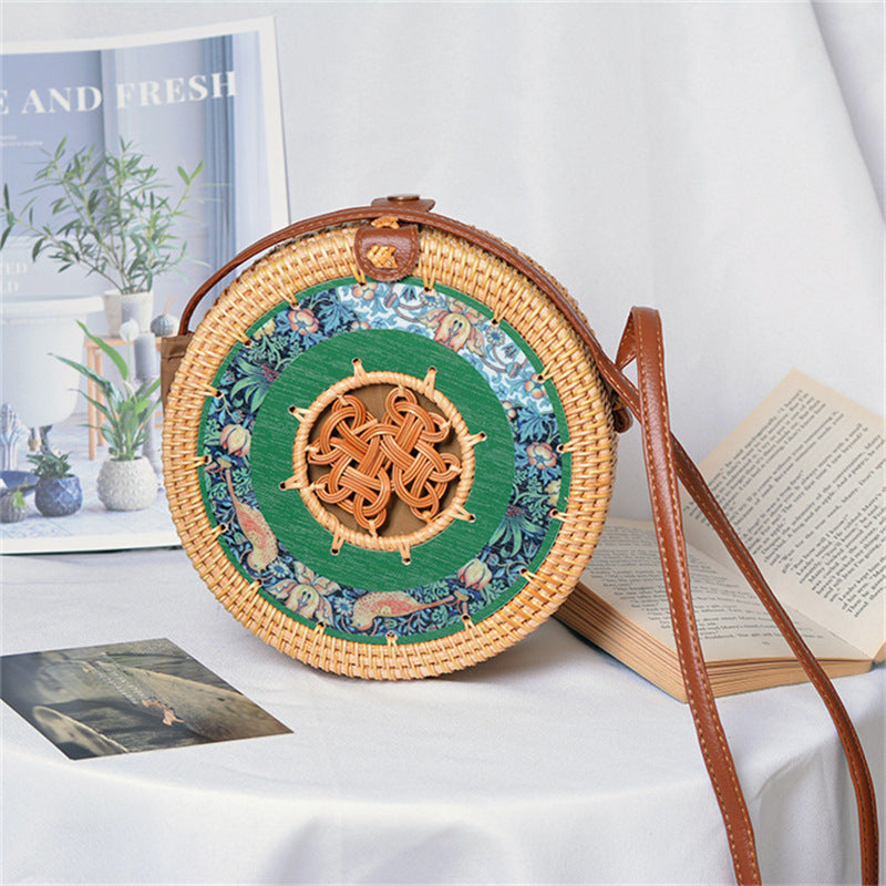 Rattan Handwoven Shoulder Small Round Bag