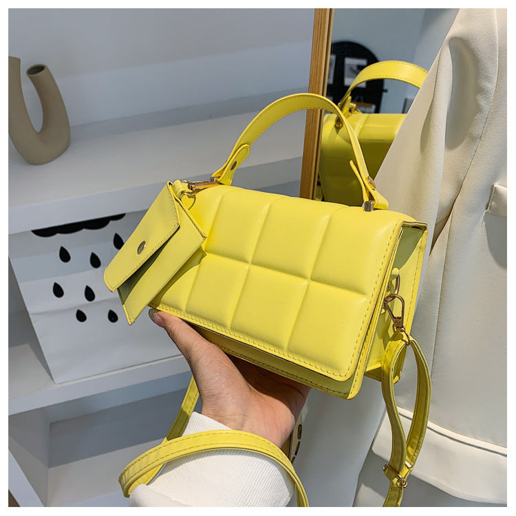 Solid Color Simple Fashionable Stylish Plaid Handbag